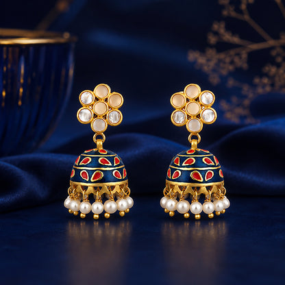 Royal Blue Jhumkas 925 Sterling Silver Designer Earrings
