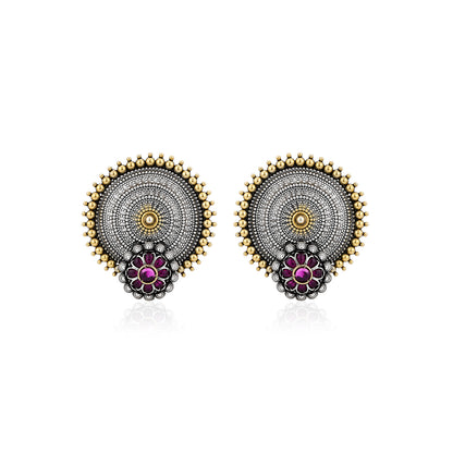 Royal Chakra 925 Sterling Silver Floral Statement Earrings