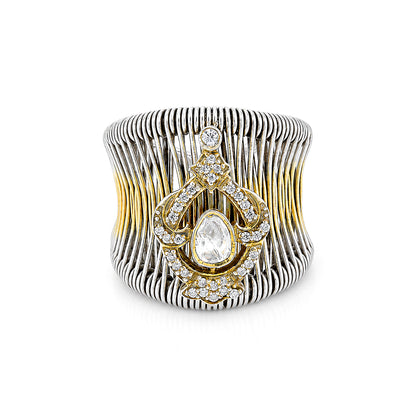 Royal Dual Tone 925 Sterling Silver Statement Ring