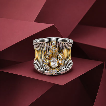 Royal Dual Tone 925 Sterling Silver Statement Ring