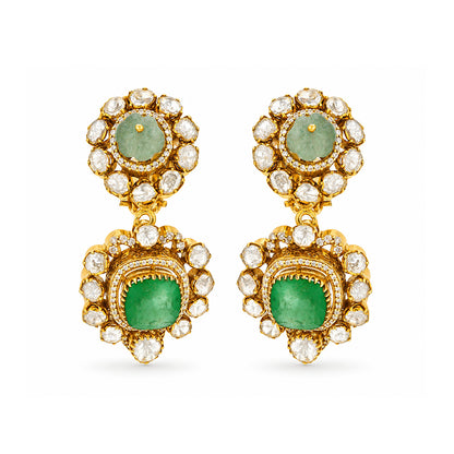 Royal Emerald &amp; Polki Dangler Earrings
