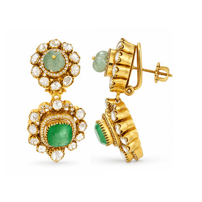 Royal Emerald &amp; Polki Dangler Earrings