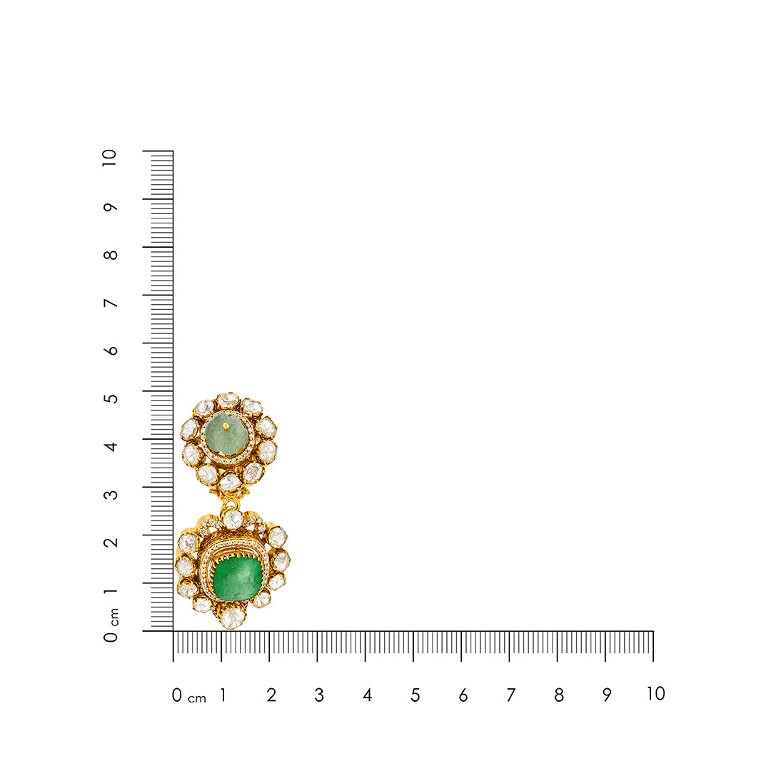Royal Emerald &amp; Polki Dangler Earrings