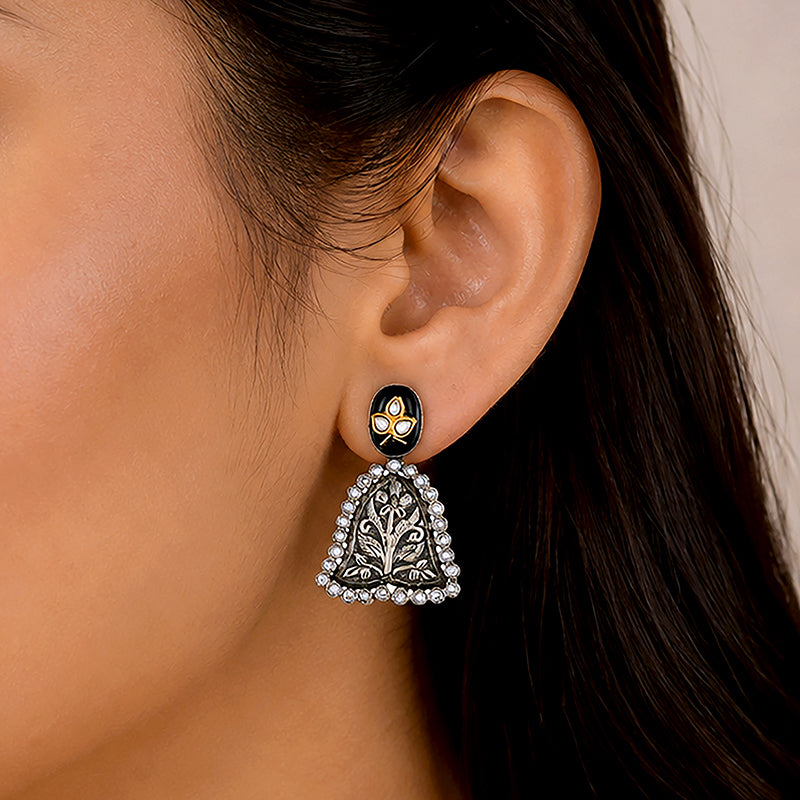 Royal Floral Bell 925 Sterling Silver Elegant Earring