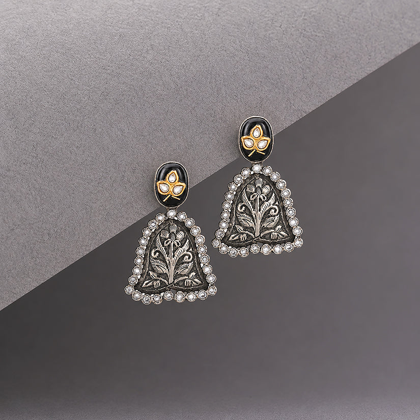 Royal Floral Bell 925 Sterling Silver Elegant Earring