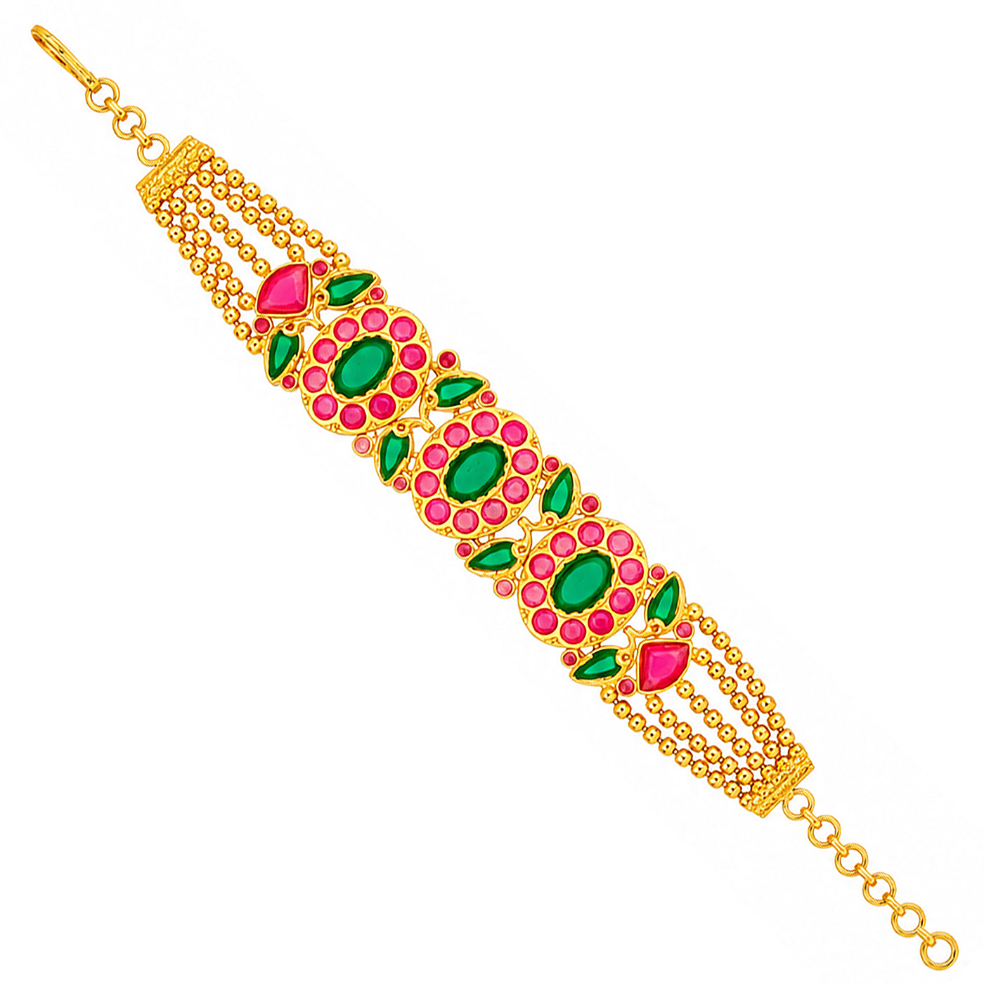 Royal Floral Red White Gold Silver Plated Bracelet