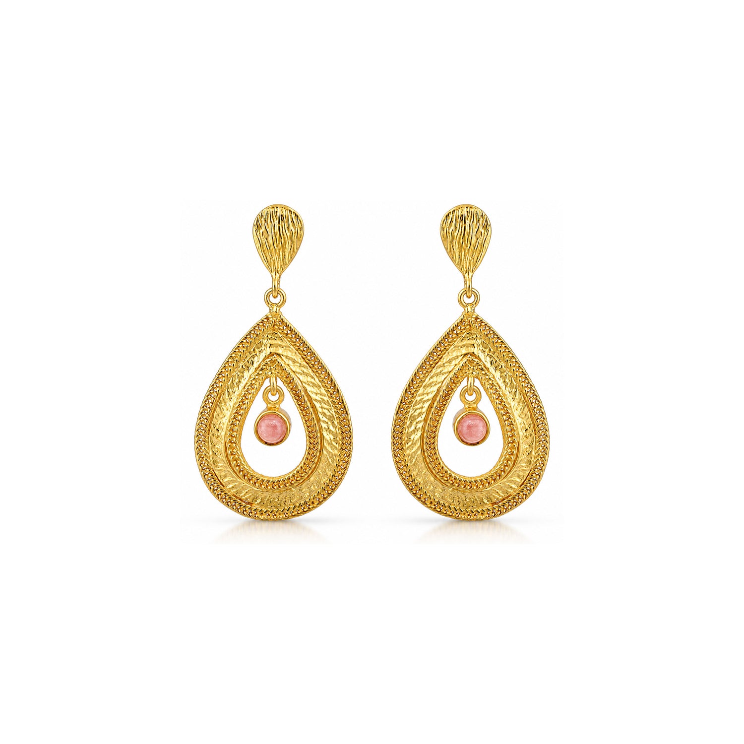 Royal Gold Teardrop Glow 925 Sterling Silver Statement Earring