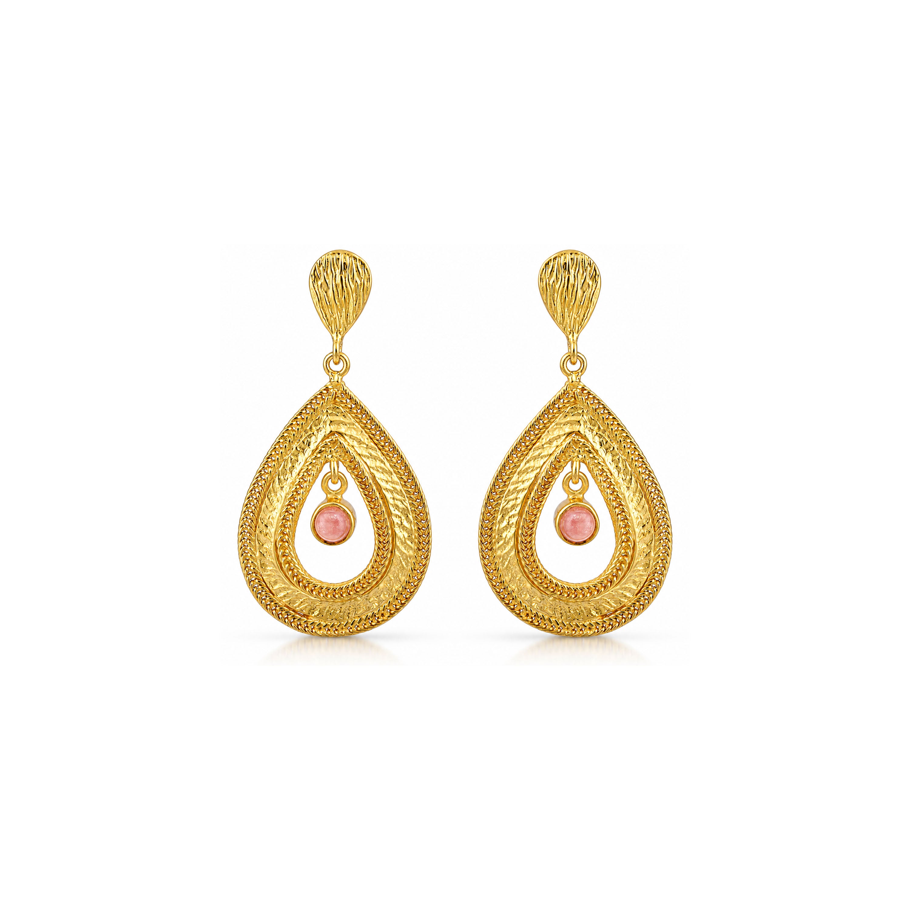 Royal Gold Teardrop Glow 925 Sterling Silver Statement Earring