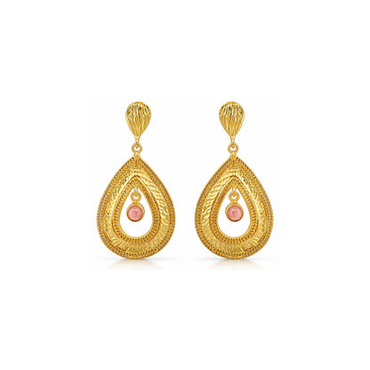 Royal Gold Teardrop Glow 925 Sterling Silver Statement Earring