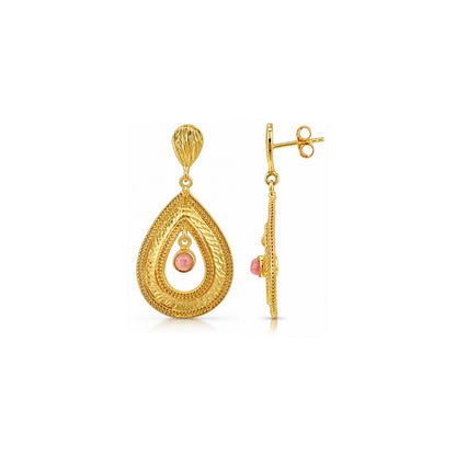 Royal Gold Teardrop Glow 925 Sterling Silver Statement Earring