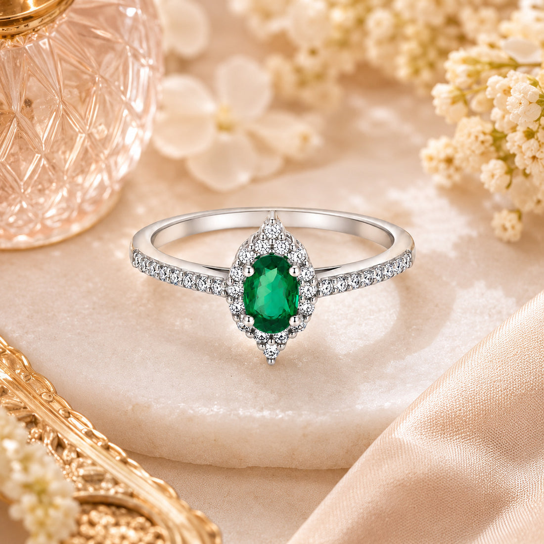 Royal Green Elegance 925 Sterling Silver Ring