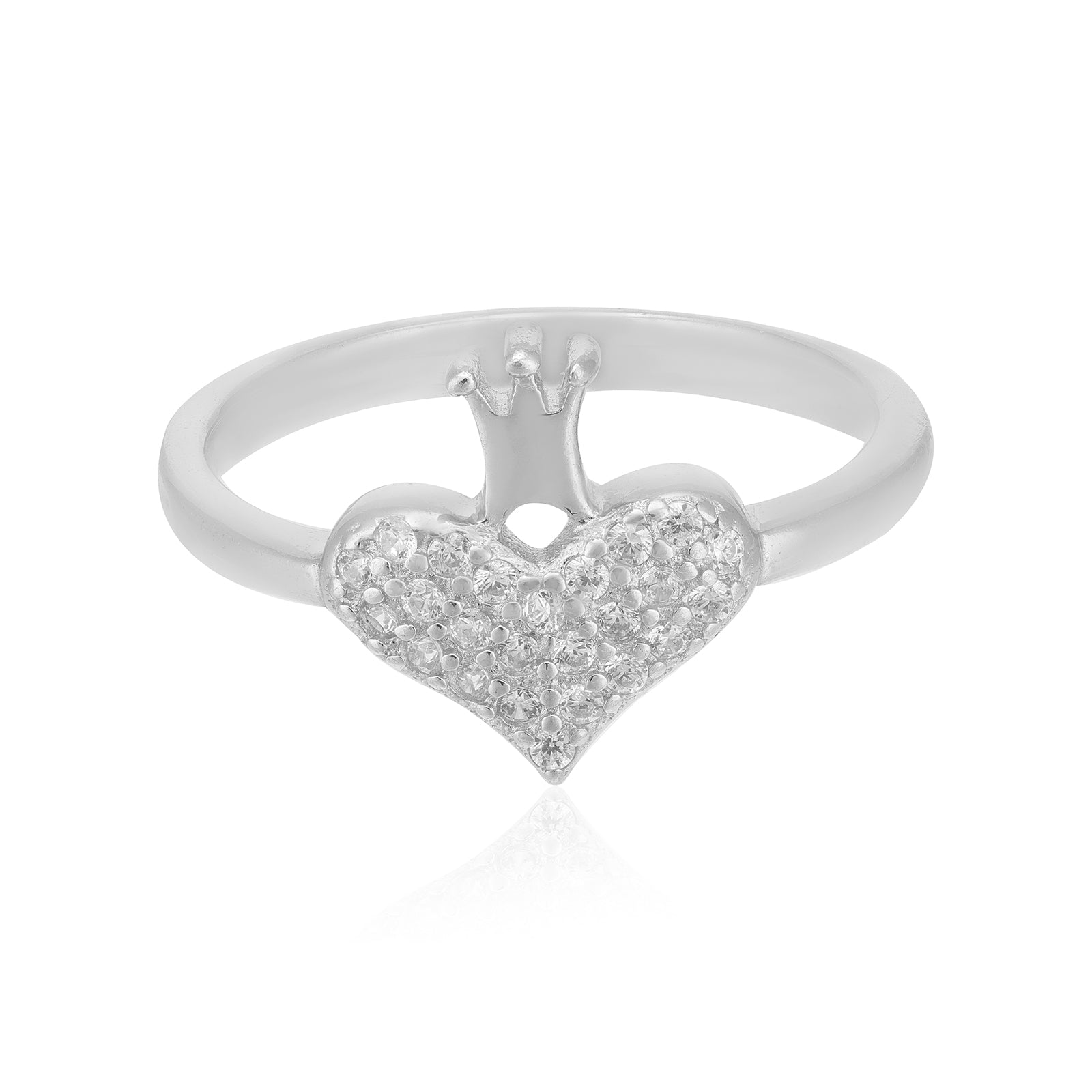 Royal Heart Rhodium Crown Embellishment Ring