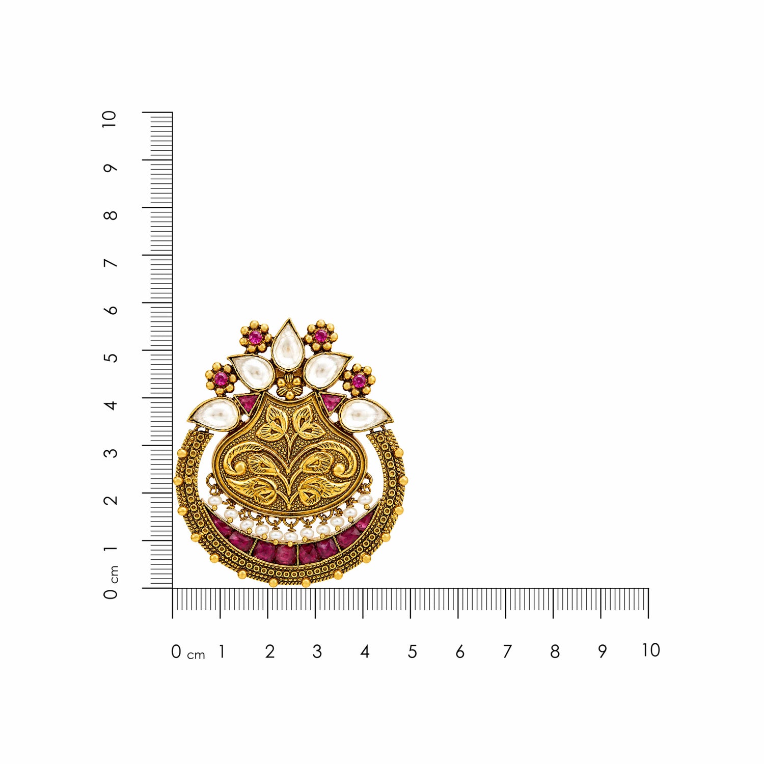 Royal Kundan 925 Sterling Silver Pearl Chandbali Earrings