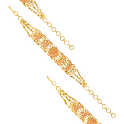 Royal Kundan Meenakari Pastel Pink Gold Plated Bracelet
