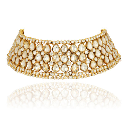 Royal Kundan Teardrop 925 Sterling Silver Choker Necklace