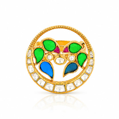 Royal Meenakari Floral 22K Gold Plated Adjustable Cocktail Ring