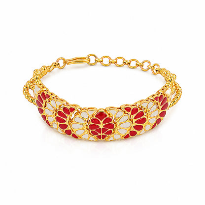 Royal Meenakari Floral Red White Gold Silver Plated Bracelet