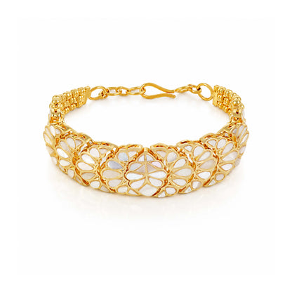 Royal Meenakari Floral White Enamel Gold Silver Plated Bracelet