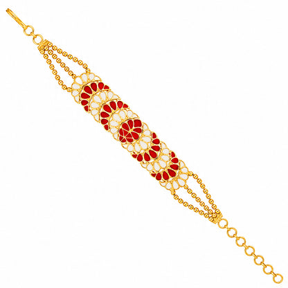 Royal Meenakari Floral Red White Gold Silver Plated Bracelet