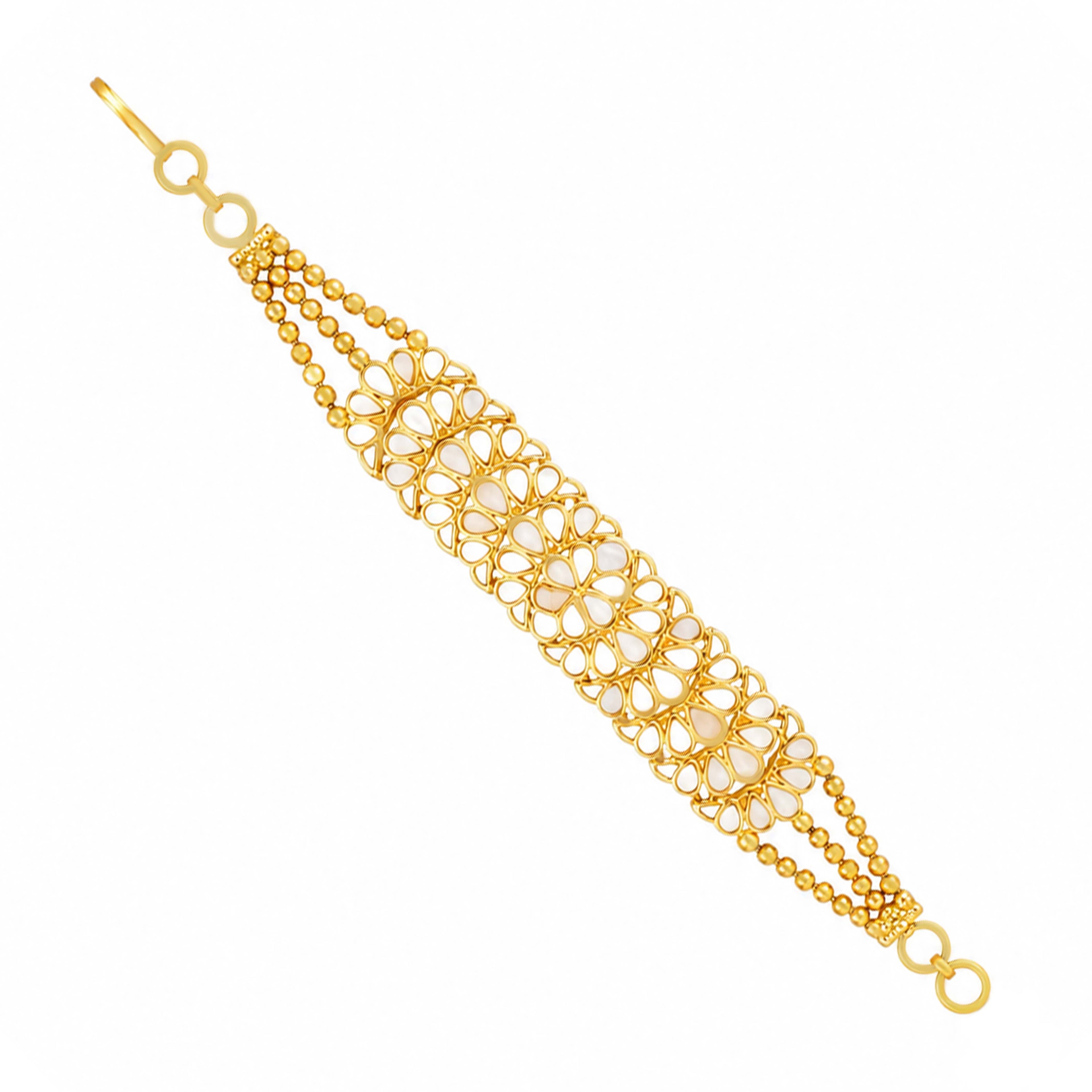Royal Meenakari Floral White Enamel Gold Silver Plated Bracelet