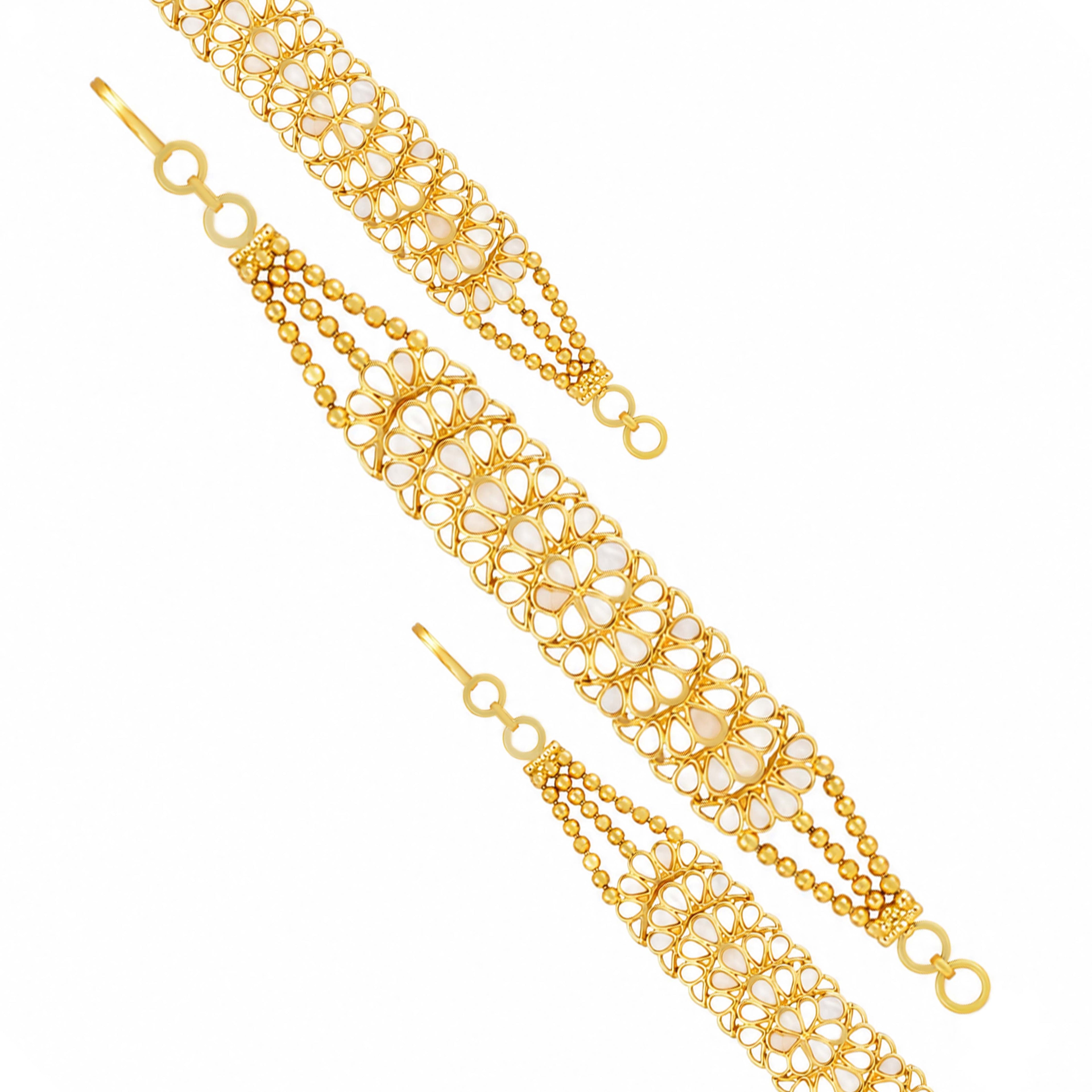 Royal Meenakari Floral White Enamel Gold Silver Plated Bracelet
