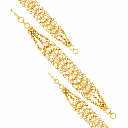 Royal Meenakari Floral White Enamel Gold Silver Plated Bracelet