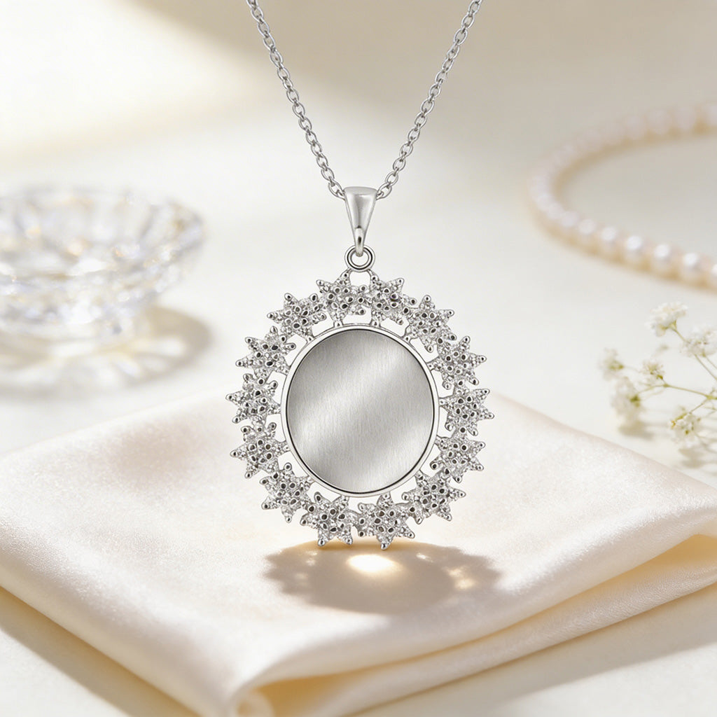 Royal Multiple Star Disc Frame 925 Sterling Silver Engraving Pendant for women