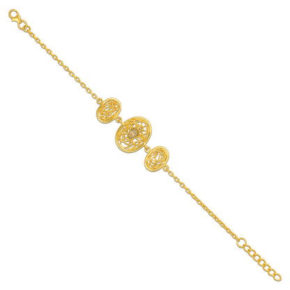 Royal Oval Gold Plated 925 Sterling Silver Statement Bracelet