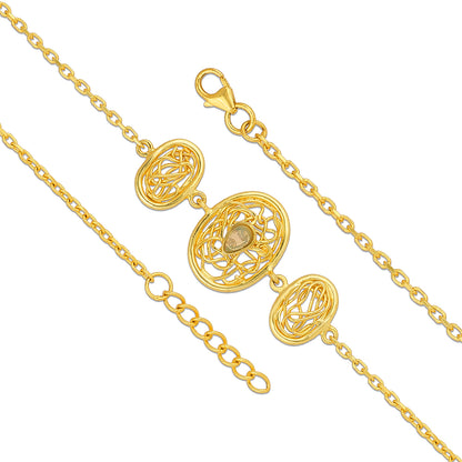 Royal Oval Gold Plated 925 Sterling Silver Statement Bracelet