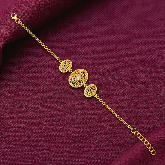 Royal Oval Gold Plated 925 Sterling Silver Statement Bracelet