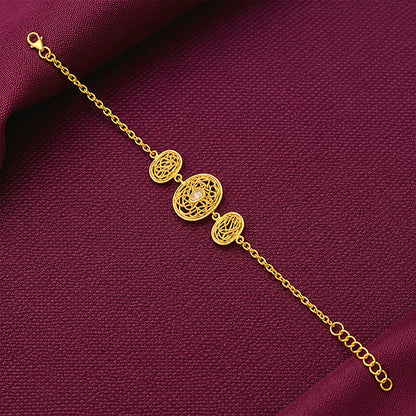 Royal Oval Gold Plated 925 Sterling Silver Statement Bracelet