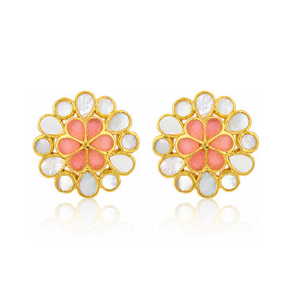 Royal Peach Pearl 925 Sterling Silver Stud Earrings