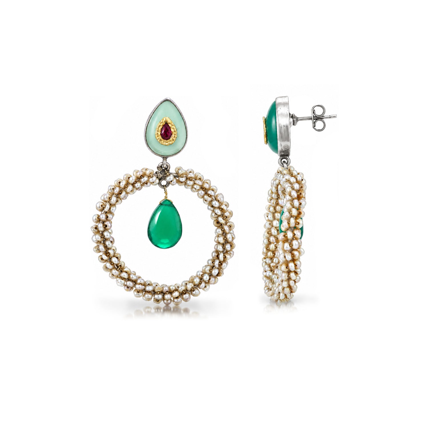Royal Pearl 925 Sterling Silver Gemstone Drop Earrings