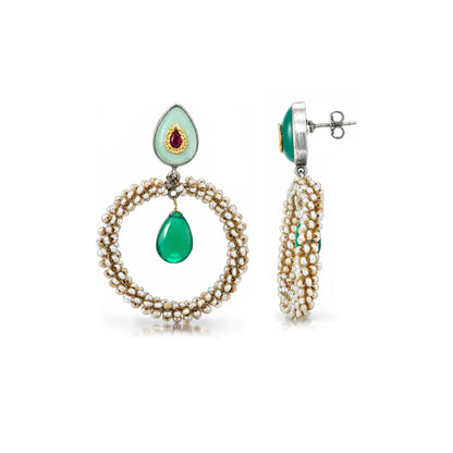 Royal Pearl 925 Sterling Silver Gemstone Drop Earrings