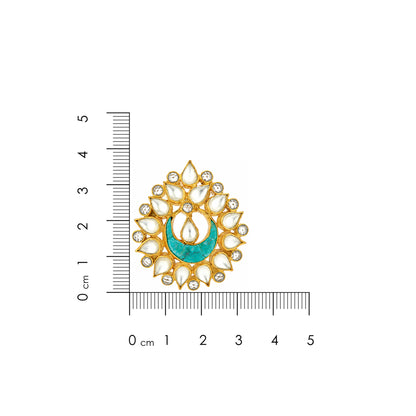 Royal Pearl Gold Blue Crescent 925 Sterling Silver Earring