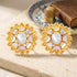 Royal Pearl Gold Rosette 925 Sterling Silver Earrings