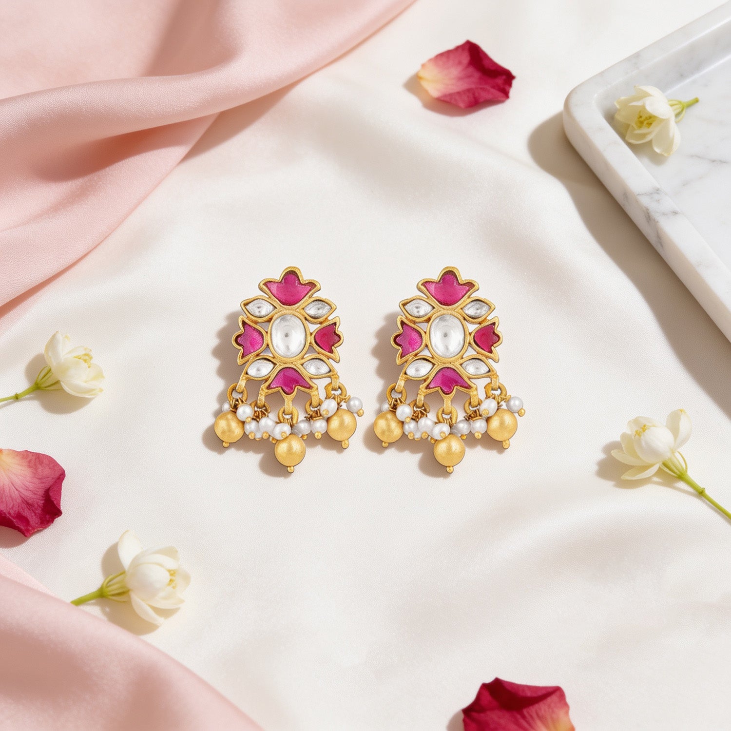 Royal Petal Pearl 925 Sterling Silver Earrings