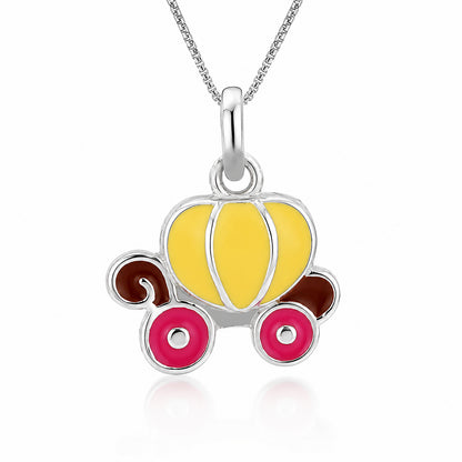 Royal Pumpkin CoachSterling Silver Enamel Charm Pendant