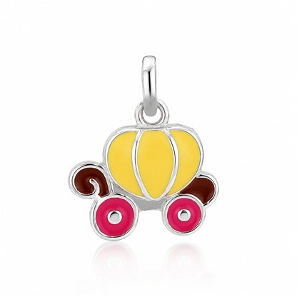 Royal Pumpkin Coach SterlingSilver Enamel Charm Pendant
