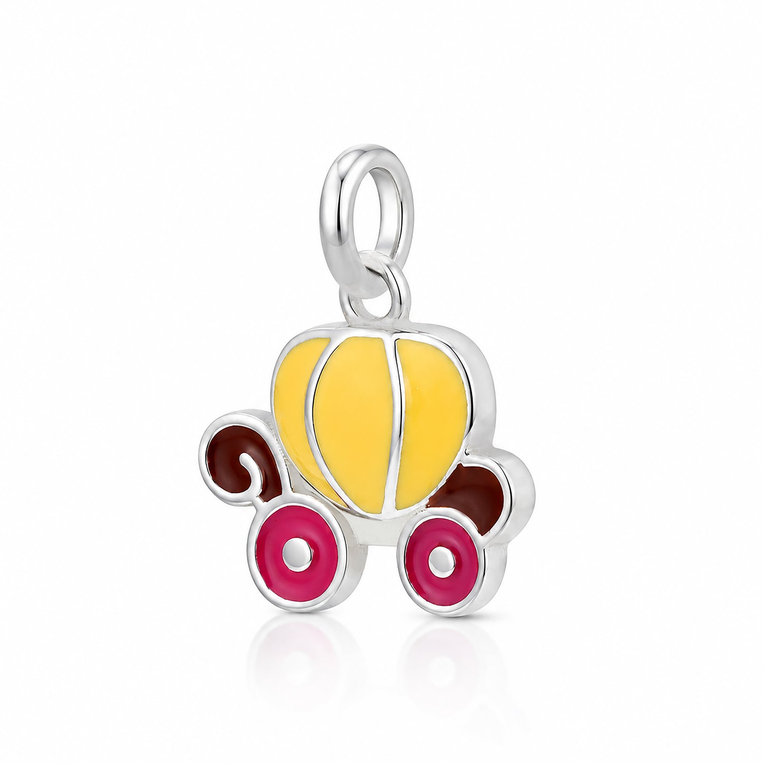 Royal Pumpkin Coach Sterling Silver Enamel CharmPendant