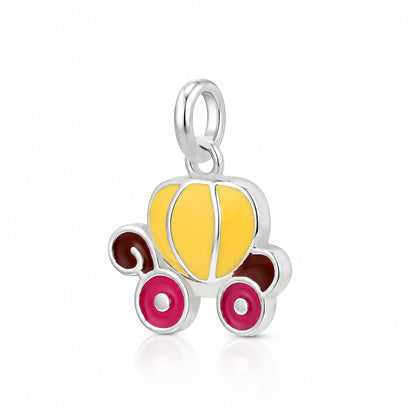 Royal Pumpkin Coach Sterling Silver Enamel CharmPendant