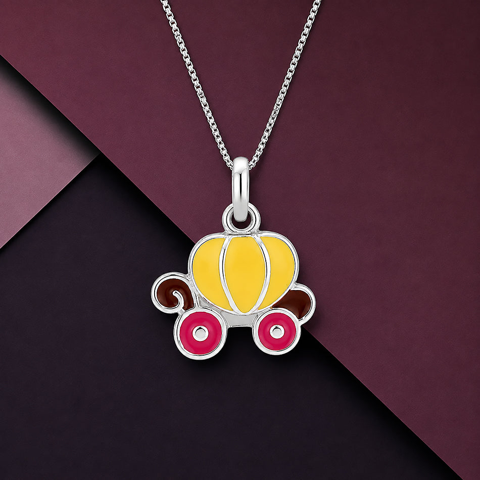 Royal Pumpkin Coach Sterling Silver Enamel Charm Pendant