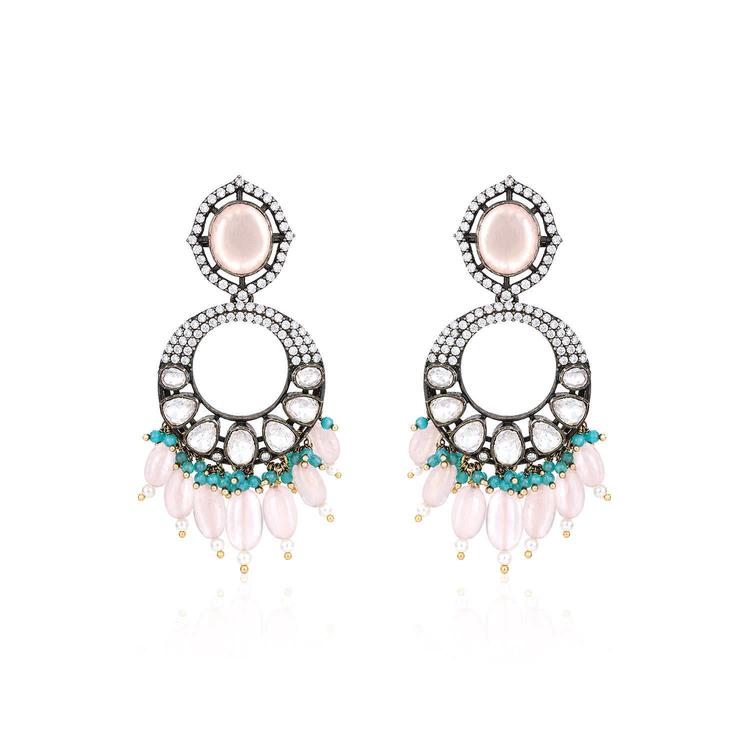 Royal Rose Quartz 925 Sterling Silver Statement Earrings