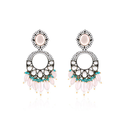 Royal Rose Quartz 925 Sterling Silver Statement Earrings