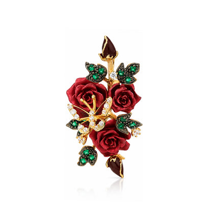 Royal Rose Bouquet 925 Sterling Silver Elegant Pendant