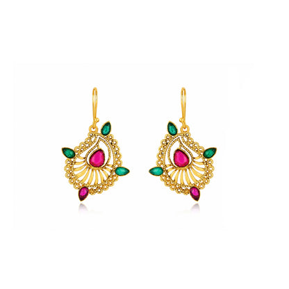 Royal Ruby Peacock Emerald 925 Sterling Silver Earrings