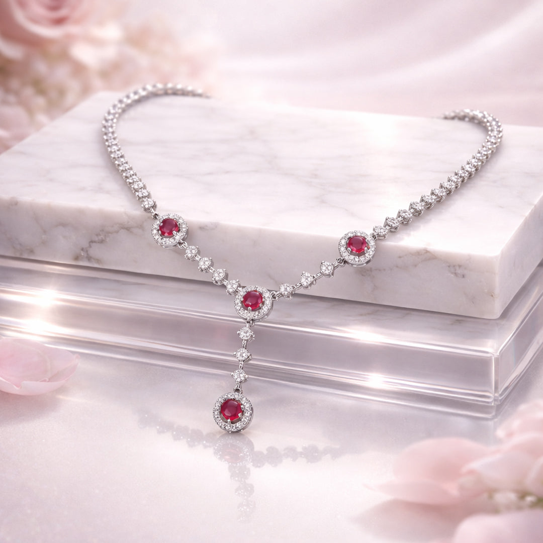 Royal Ruby Drop 925 Sterling Silver Necklace