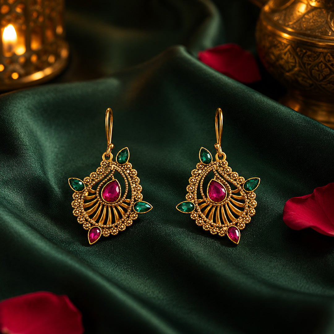 Royal Ruby Peacock Emerald 925 Sterling Silver Earrings