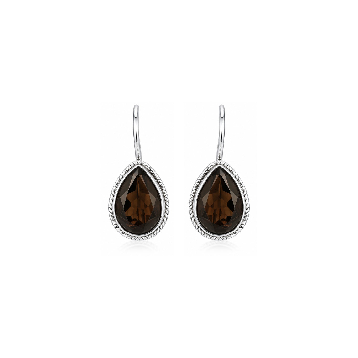 Royal Smoky Teardrop Silver Statement Earrings