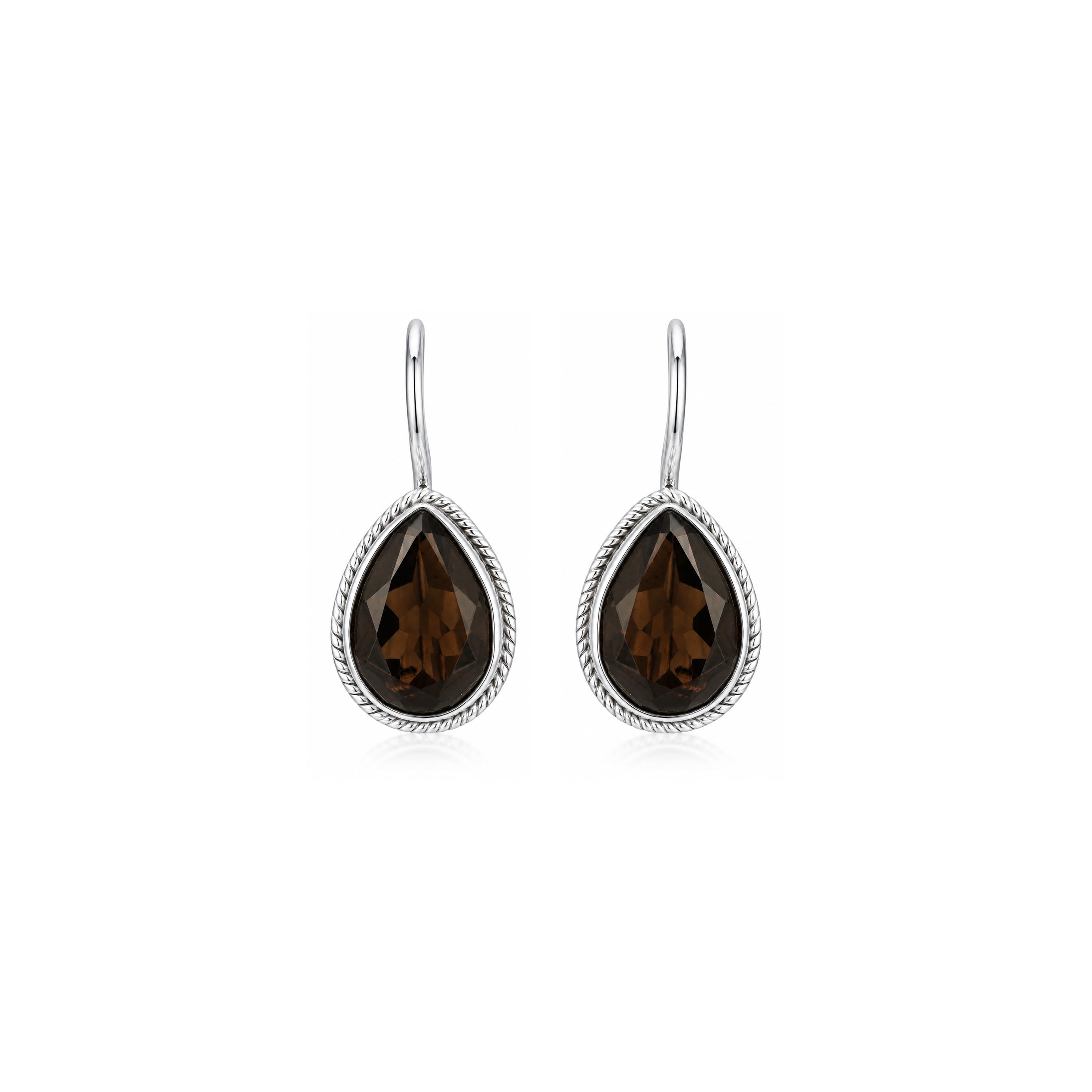 Royal Smoky Teardrop Silver Statement Earrings